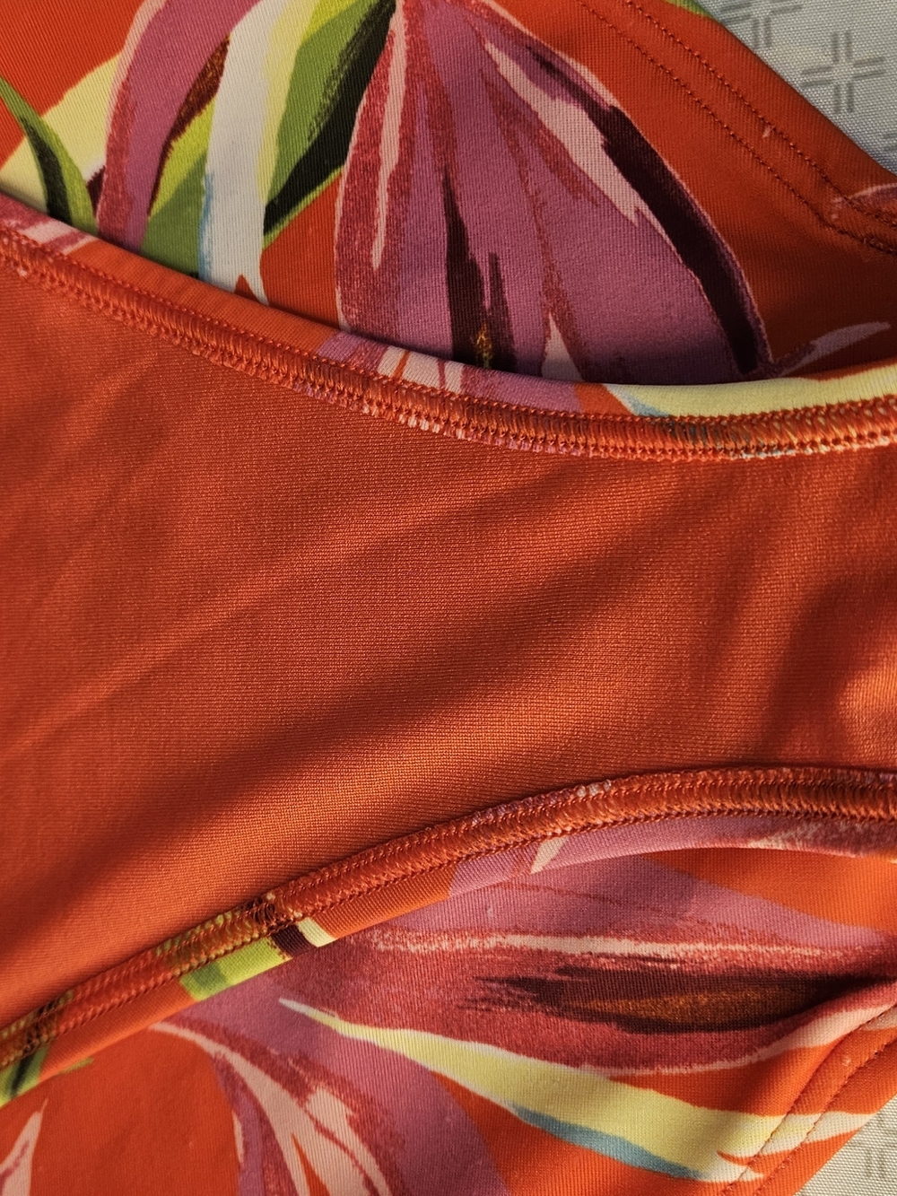 Old Navy Women M Regular Orange Tropical Floral One-Piece Swimsuit Zip Front - Picture 13 of 14
